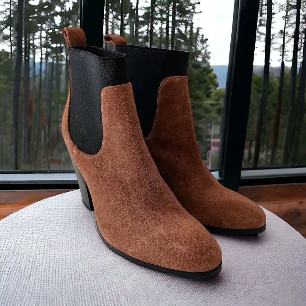 Victorias Secret Ankle Booties Boots Sz 7 Brown Black Western Rustic Farmhouse.‎